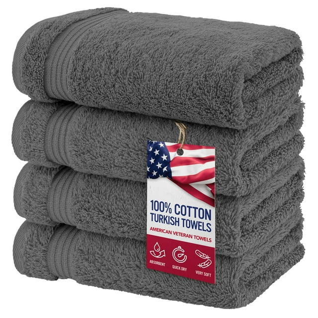 Toalla de mano American Veteran Towel, 100% algodón, juego de 4