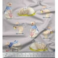 thumbnail image 1 of Soimoi Cotton Poplin Fabric Cycle,Rabbit & Bear Kids Print Sewing Fabric Yard 42 Inch Wide, 1 of 2