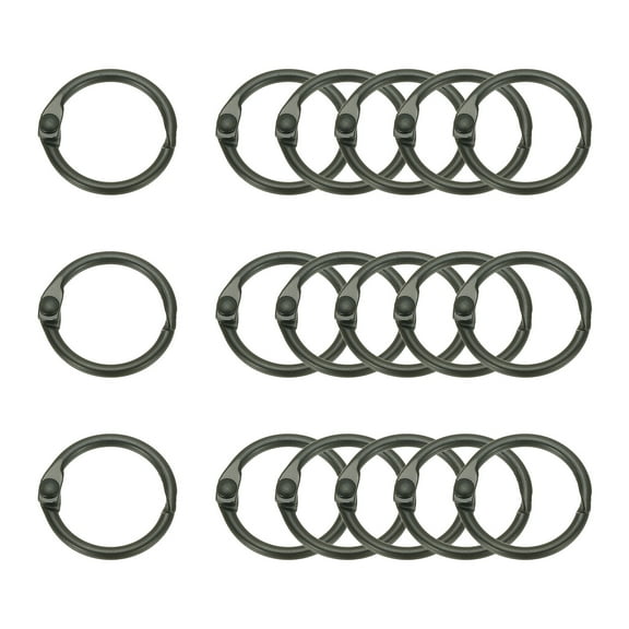 Uxcell 18Pcs Loose Leaf Binder Rings, 0.8 Inch Metal Open Card Rings Heavy Duty Book Rings for Key Index Card Rings Paper Rings Office, Black