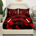 thumbnail image 3 of Erosebridal Gaming Gamepad Sheet Set Full, Neon Red Bedding Sets Full Size, Modern Video Game Full Sheet Sets, Breathable Room Decoration, 4pcs, 3 of 7