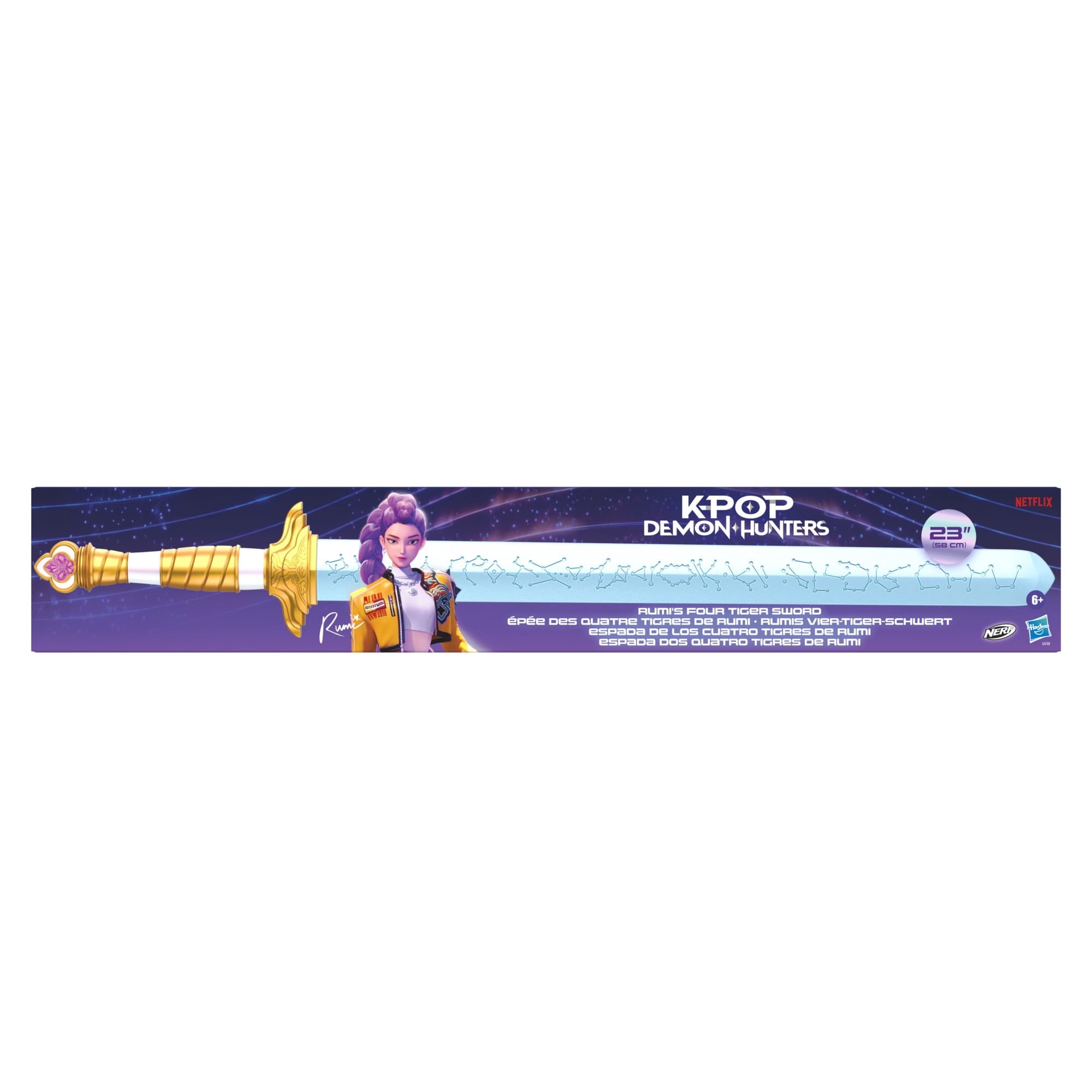 Nerf Rumi's Four Tiger Sword KPop Demon Hunters Foam Blade 24 inches Ages 6 and Up