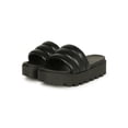 thumbnail image 3 of HeartThentic Puffy Padded Thick Strap Lugged Sole Open Toe Platform Ridged Treaded Flatform Sole Spring Summer Slide Sandals by Kayleen - Black Vegan Leather (Size: 5.5), 3 of 3