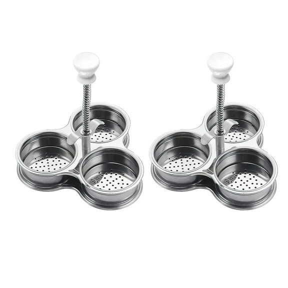 Stainless Steel Three-Compartment Breakfast Egg Cooker, Clearance Dienrx Stainless Egg Poacher Egg Poacher Pan Poached Egg Cooker Nonstick Poached Egg Pan Boiled Eggs Maker Egg Pan with 3 Cups Egg