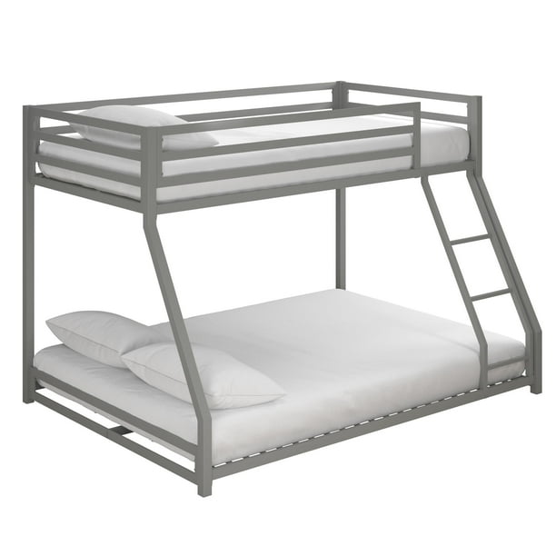 DHP Miles Metal Twin/Full Bunk Bed, Silver
