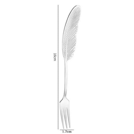 

10Pcs Stainless Steel Feather Dessert Fork Stirring Coffee Cutlery Holiday Gift