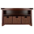 thumbnail image 2 of Milan 4-Pc Storage Bench with 3 Foldable Woven Baskets, Walnut, 2 of 8