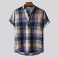 thumbnail image 2 of YYDGH Men's Hawaiian Color Block Shirt Short Sleeve Button Down Shirts Casual Casual Summer Beach Shirt Blue XXL, 2 of 9