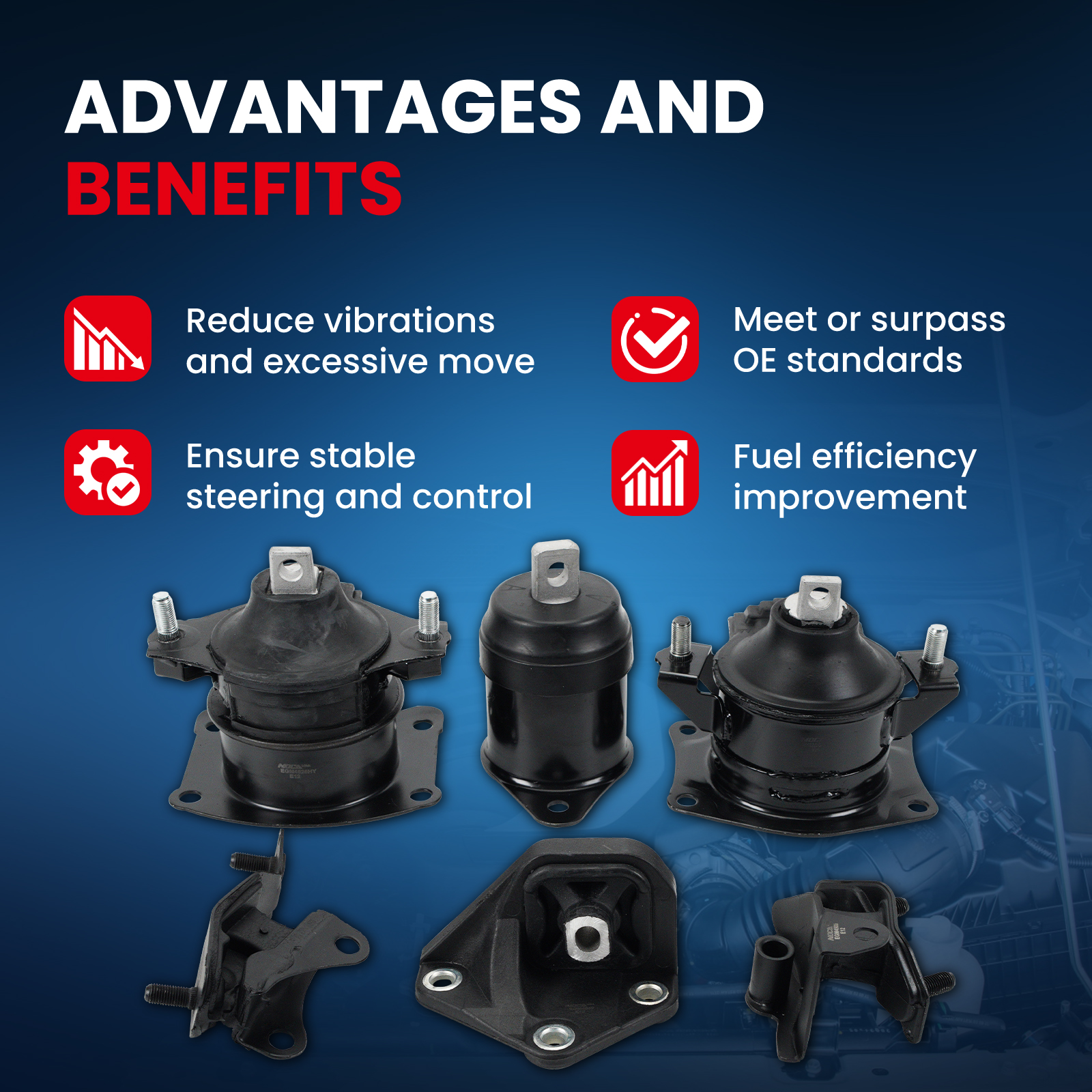 MOCA AUTOPARTS Engine Motor and Transmission Mount Kit Fit for 2003-2007 Honda Accord 2.4L Automatic