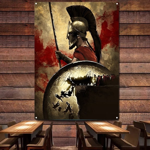 Unique Spartan Warriors Art Posters Tapestry Vintage Greek Military Flag & Banner Wall Hanging Mural Suitable for Dorm and Room 38" x 57"