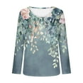 thumbnail image 5 of Uootdi Womens Tops Women's Long Sleeve Shirts Button Down Trendy Flower Graphic Gift Pleated Shirts Casual Dressy Tunic Tees Fal l, 5 of 6