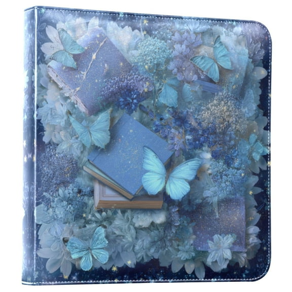 Photo Album 11.8x11.2 Inch Leather Cover Photo Book Scrapbooking Albums for Weddings Birthdays Anniversaries Butterflies Books and Flowers