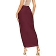 thumbnail image 5 of Women Casual Slit Wrap Asymmetrical Elastic High Waist Maxi Draped Solid Color Skirt Club Basic Leisure Dailywear, 5 of 8