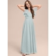 thumbnail image 5 of Drtj 2-14T Kids Junior Bridesmaid Flower Girl Elegant Formal A-line V-Neck Floor-Length Chiffon Dresses, 5 of 6
