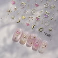 thumbnail image 2 of CnSybaris Stickers para uñas 5D rosa y dorado con corazones y estrellas, 2 of 9