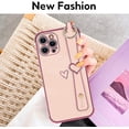 thumbnail image 4 of Compatible with iPhone 14 Pro Case for Women Girls,Soft TPU Cute Love Heart Plating Electroplate Wristband Bumper Holder Bling Case Slim Anti-Scratch Shockproof Luxury Case(Elegant Pink), 4 of 13