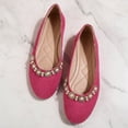 thumbnail image 7 of BRGZLK Women's Flats Shoes Summer Fashion Casual Versatile Round Toe Pearl Rhinestone Slip-On Flat Shoes Soft Sole Elegant Comfortable Flats Red 8.5, 7 of 7