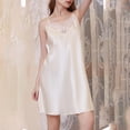 thumbnail image 2 of Lovskoo Women 2024 Sleepwear Satin Lace Chemise Nightgown Full Sleepwear Khaki, 2 of 5