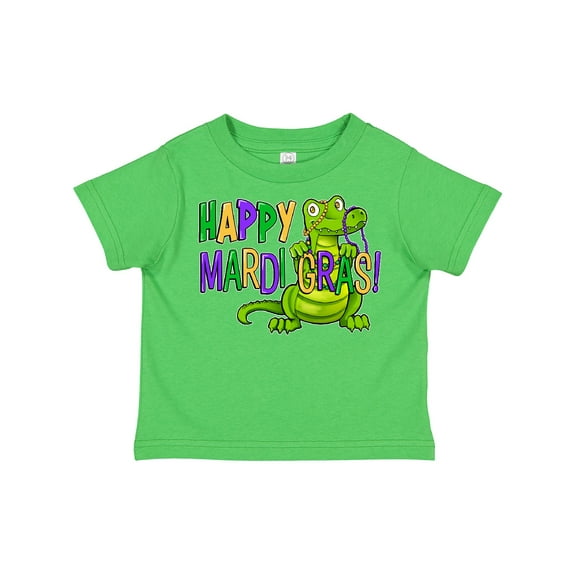 Inktastic Happy Mardi Gras Cute Alligator with Beads Boys or Girls Toddler T-Shirt