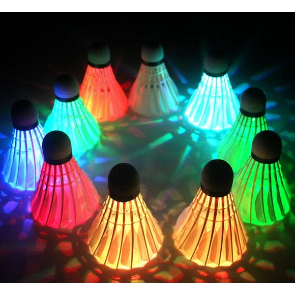 Inngree Led Badminton Colourful Shuttlecock Dark Night Goose Feather Glow Birdies Lighting Outdoor Indoor Sport Activities | Multicolour , Pack Of 10