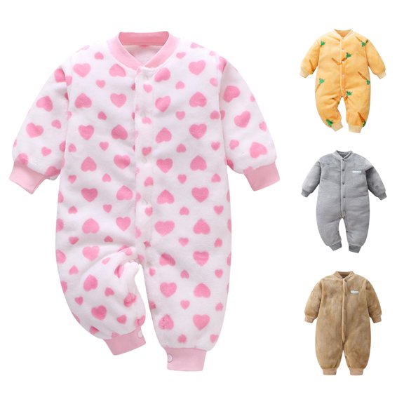 TinyBloomm Long Sleeve Baby Girl Clothes Baby Girl Boy Thick Warm Jumpsuit Playsuit Romper Clothes, Size 9-12 Months