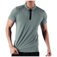 thumbnail image 2 of Blusa y camisa de manga corta con cuello vuelto para hombre, color liso, informal, elástica, con cremallera, deportiva, de manga corta, con cuello vuelto, para hombre, tops de poliéster, 2 of 4