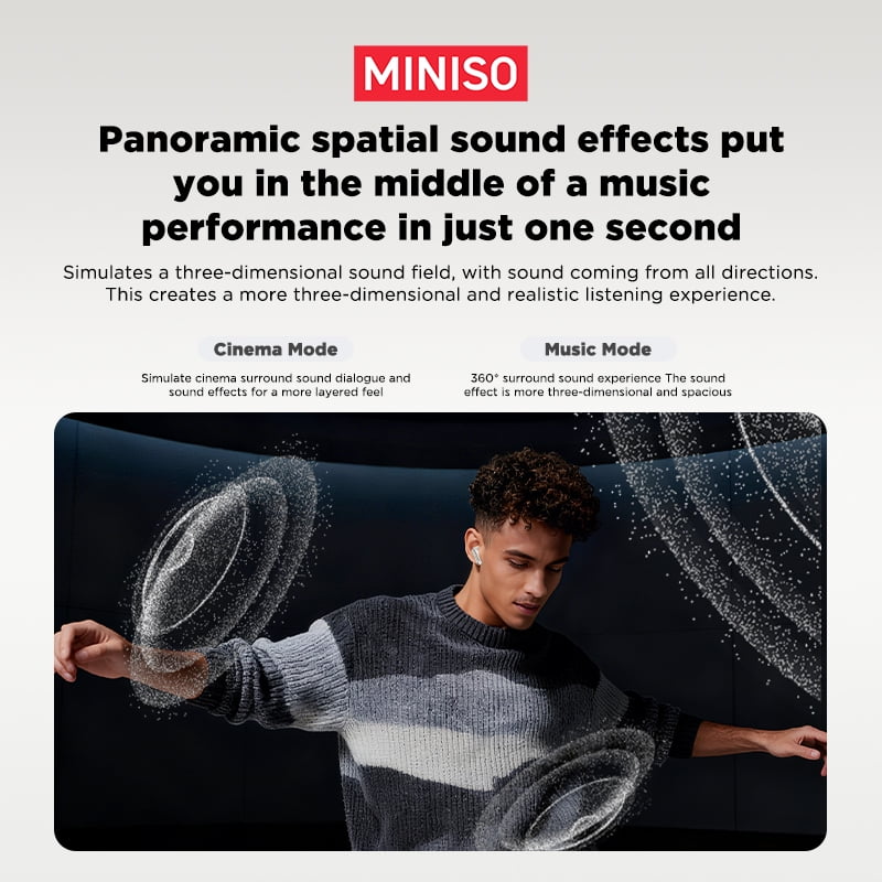 MINISO MS106 Wireless Bluetooth 6.0 In-Ear Earbuds, AI Translator, Noise-Cancelling Headphones, 130+ Languages, 28H,Blue