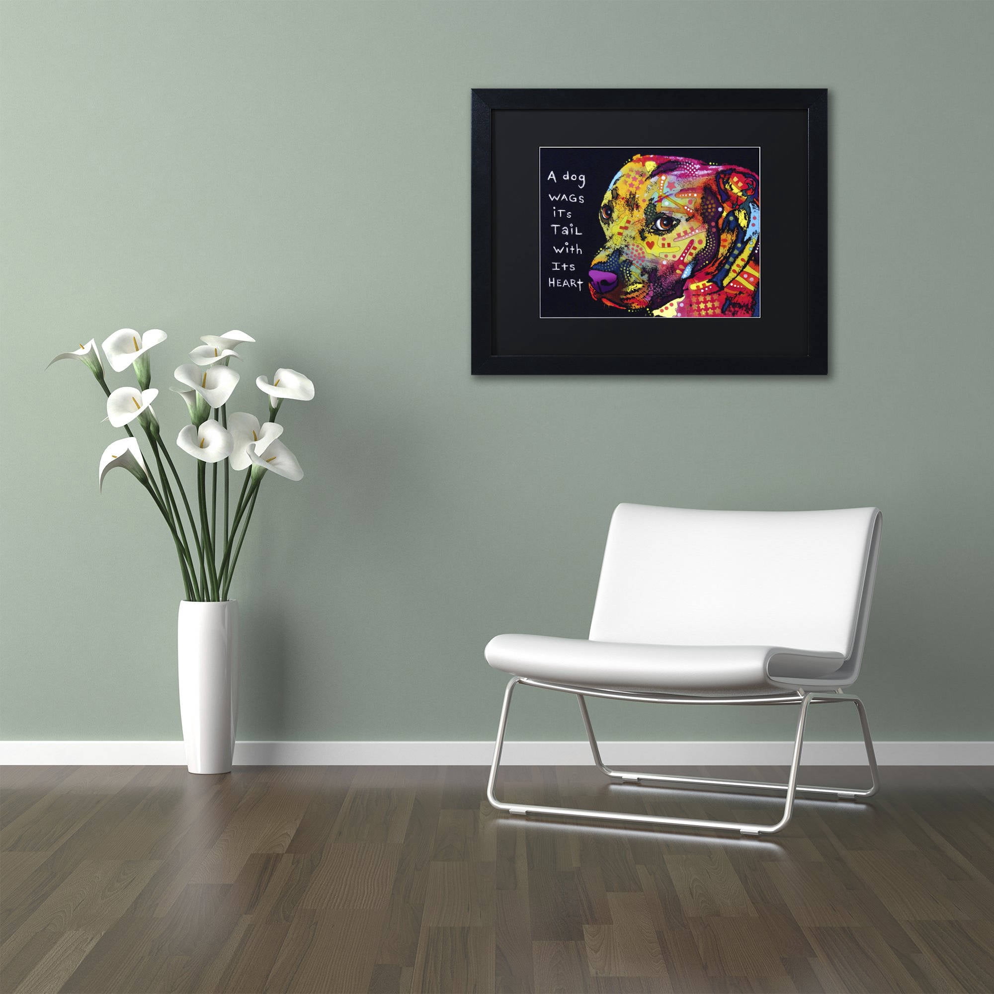 Trademark Fine Art "Gratitude Pitbull" Canvas Art by Dean Russo, Black Matte, Black Frame