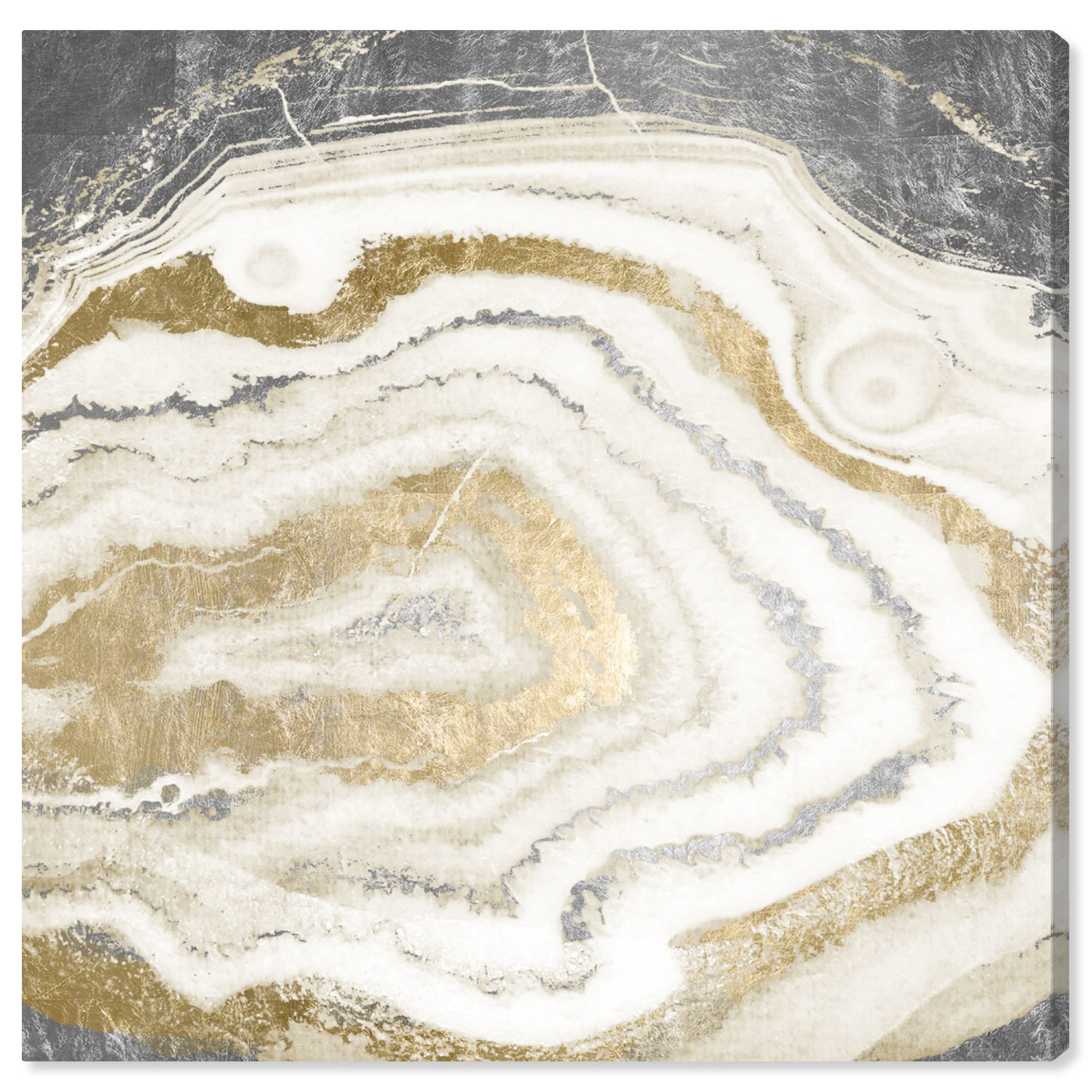 Runway Avenue Abstract Wall Art Canvas Prints 'Silver Gold Agate