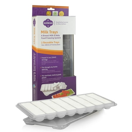 Milkies Milk Trays, Includes 2 Reusable Freezer Trays for Breast Milk and Baby Food, Makes 1 Ounce Sticks for Easy Reheating