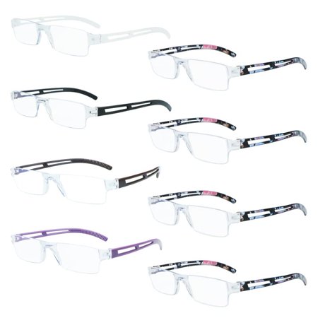 8 Pack Reading Glasses, Blue Light Blocking Computer Reading Glasses for Women and Men, Anti Glare Lightweight Readers (4 Color+4 Floral,+1.00)