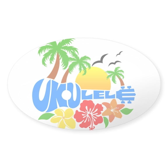 CafePress - Ukulele Island Logo - Sticker (Oval)