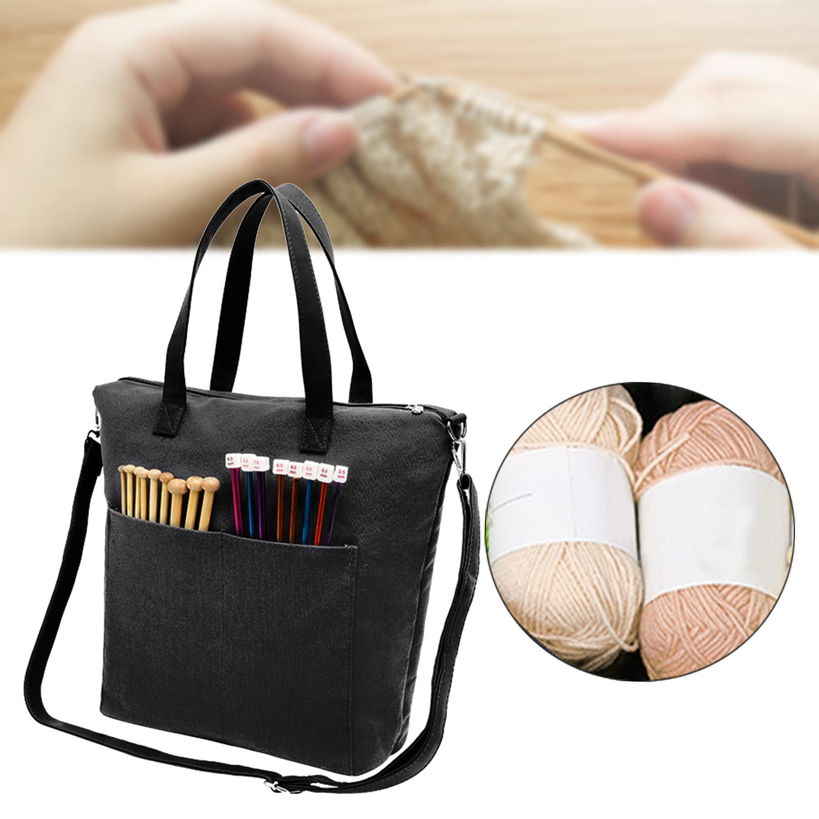 Wxqbjtam Yarn Storage Organizer Knitting Bag Empty Storage Bag Large Crochet Bag Tote for black