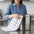 thumbnail image 5 of Unique Bargains 2Pcs Classic Plaid 100% Cotton Quick Dry Kitchen Towels Blue 25" x 15", 5 of 6