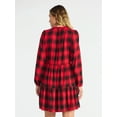 thumbnail image 3 of Time and Tru Women's Tiered Plaid Flannel Dress, Sizes XS – XXXL, 3 of 5