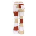 thumbnail image 4 of YDFCWXW Women Patchwork Flare Jeans Stretch High Waisted Bell Bottom Raw Hem Denim Pants Khaki, S, 4 of 7