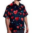 thumbnail image 2 of Valentine's Day Love ECG Men's Casual Printed Button Down Short Sleeve Beach Shirts, 2 of 6