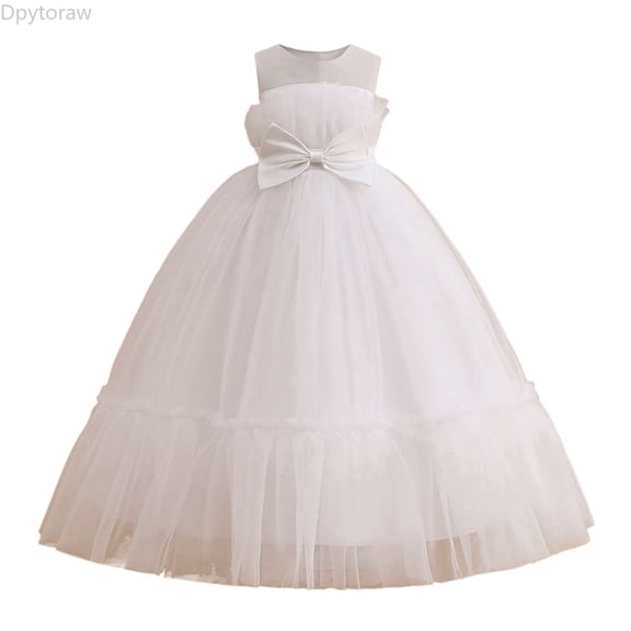 Dpytoraw Girls Party Dress With Bow And Skirt For Girl Pageant Gown Elegant Tutu Dress For Kids Performance Girls Tulle Dresses Size 5-6 Years