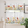 thumbnail image 6 of Vintage Flowers Curtain Valances Set Light Green Flowers Leaf Decoration Kitchen Curtains 24&nbsp;inch Length Rod Pocket Valance and Tiers 3 Piece Set Small Bedroom Bathroom Laundry Decor, 6 of 9
