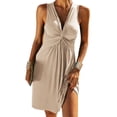 thumbnail image 4 of Sleeveless V-Neck Cross Knot Slim Fit A-Line Casual Dress, 4 of 5