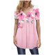 thumbnail image 1 of Camisas de Manga Corta para las Mujeres Casual V-Cuello Imprimir Top, Moda Poliéster/Spandex Blusa de Verano para Diario, 1 of 6