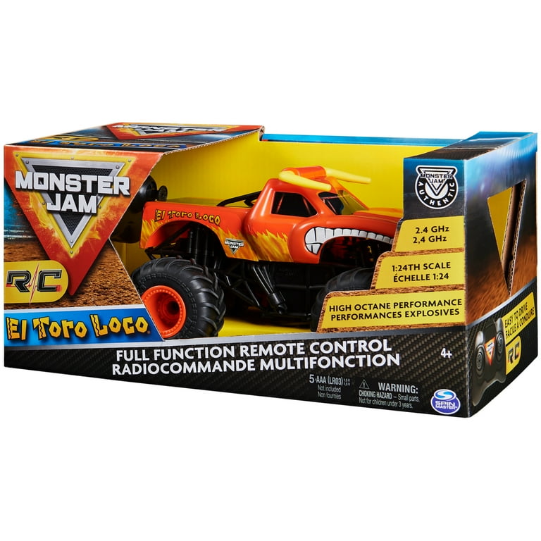  Monster Jam, Official El Toro Loco Remote Control Monster Truck  for Boys and Girls, 1:24 Scale, 2.4 GHz, Kids Toys for Ages 4-6+ : Toys &  Games