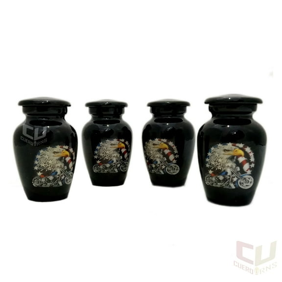 Keepsakes Set of 4 PCS Beautiful American Eagle with Bike Cremation Urn for Human Ashes Affordable Urn for Ashes