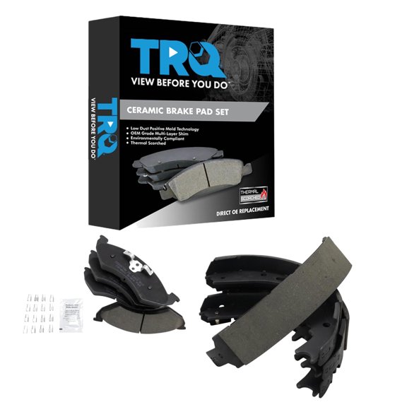 TRQ Front Rear Brake Pads Ceramic Hardware Fits 2000-2002 Dodge Dakota 2000-2002 Durango