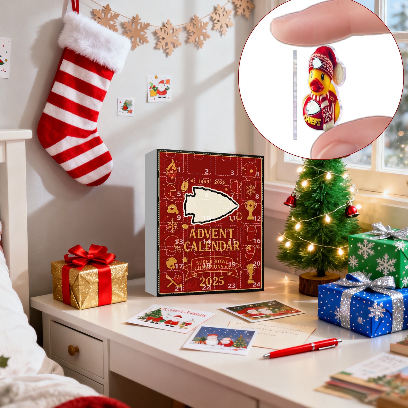 Calendrier De L'Avent 2025 Rugby - 24 Décorations Acrylique 2D Avec Compte à Rebours - Pour Sapin, Fenêtre, Mur, Voiture - Décoration De Noël Sportive - 6