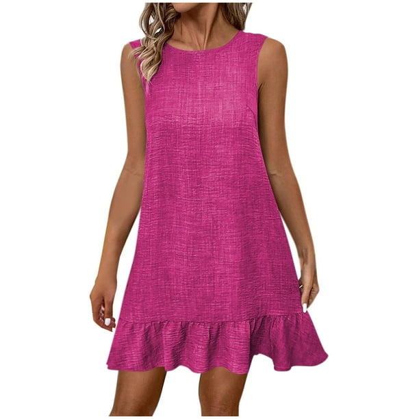 Vestido Largo Fluido sin Mangas de las Mujeres, Tela Transpirable Ligera para el Uso Diario