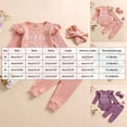 thumbnail image 3 of CAICJ98 Baby Girl Clothes 3Pcs Newborn Fall Winter Knit Ribbed Outfit Long Sleeve Romper Pants Headband Set, Size 12-18 Months, 3 of 7