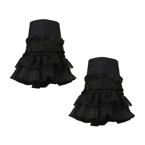 Gothic Retro Black Detachable Sleeve Fake Cuffs Multi Layer Lace Patchwo