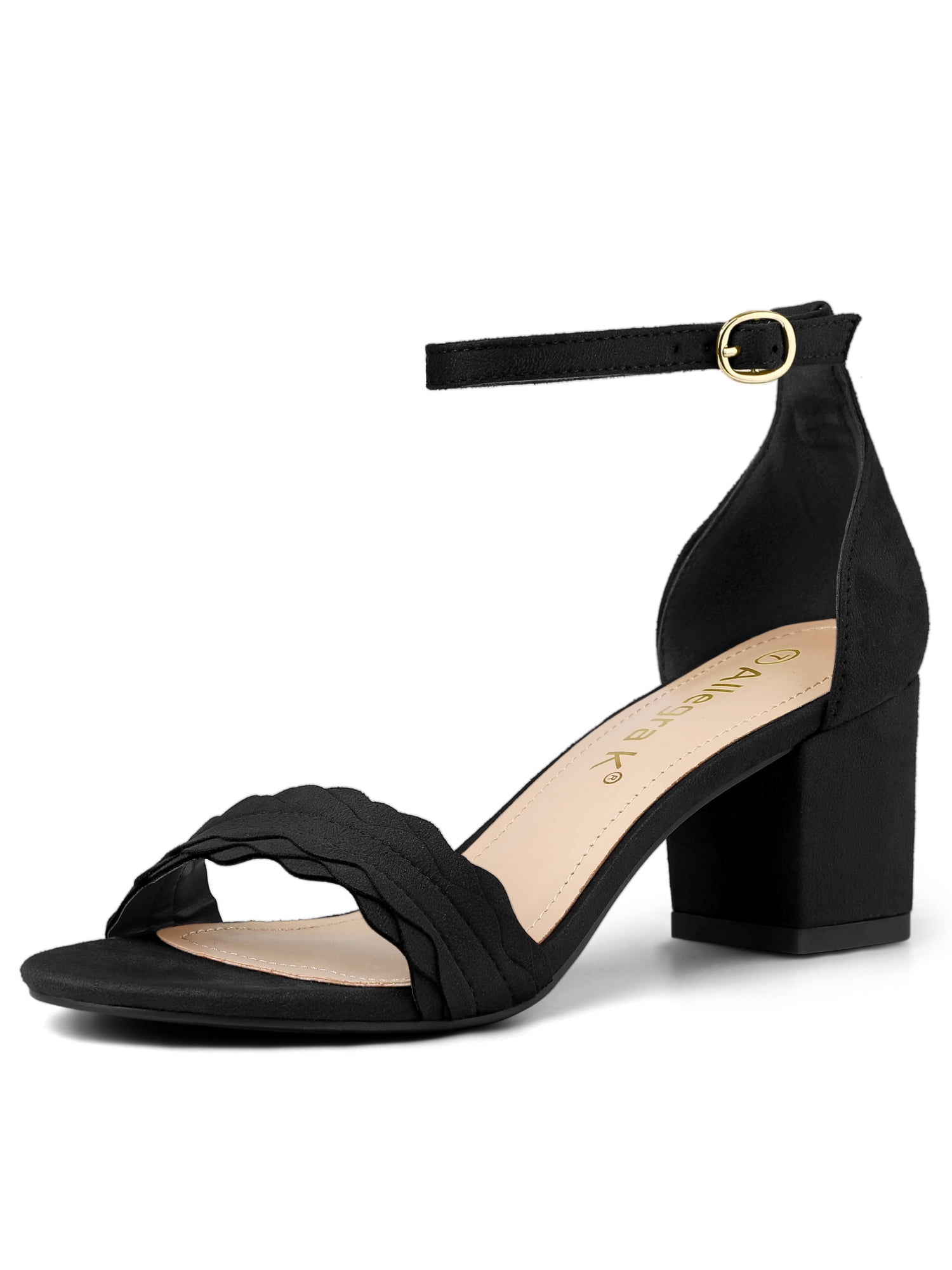 allegra k women's high chunky heel buckle ankle strap sandals