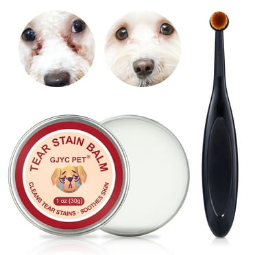 GJYC PET Pet Tear Stain Remover Balm - Eye Care for Dogs and Cats, Gently Cleanses Effective & Non-Irritating, 1 oz with Pro Brush