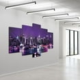 thumbnail image 3 of New York City Canvas Wall Art Manhattan Skyline at Light Night Picture Prints 5 Panel Cityscape Painting Artwork for Modern Home Office Wall Decoration Stretched Ready to Hang, 3 of 4